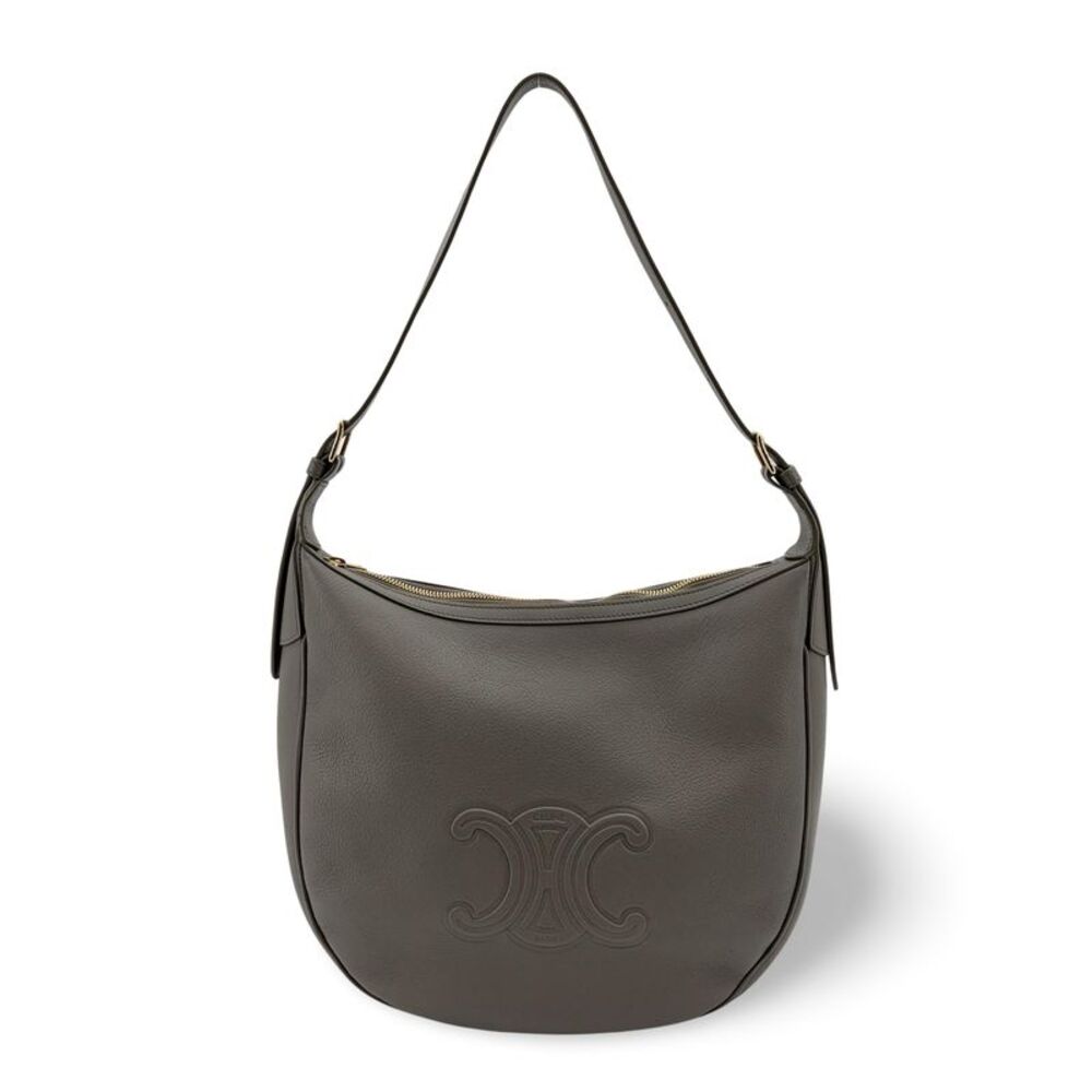Celine Heloise Triomphe Embossed Leather Gray Leather Shoulder Bag Bag